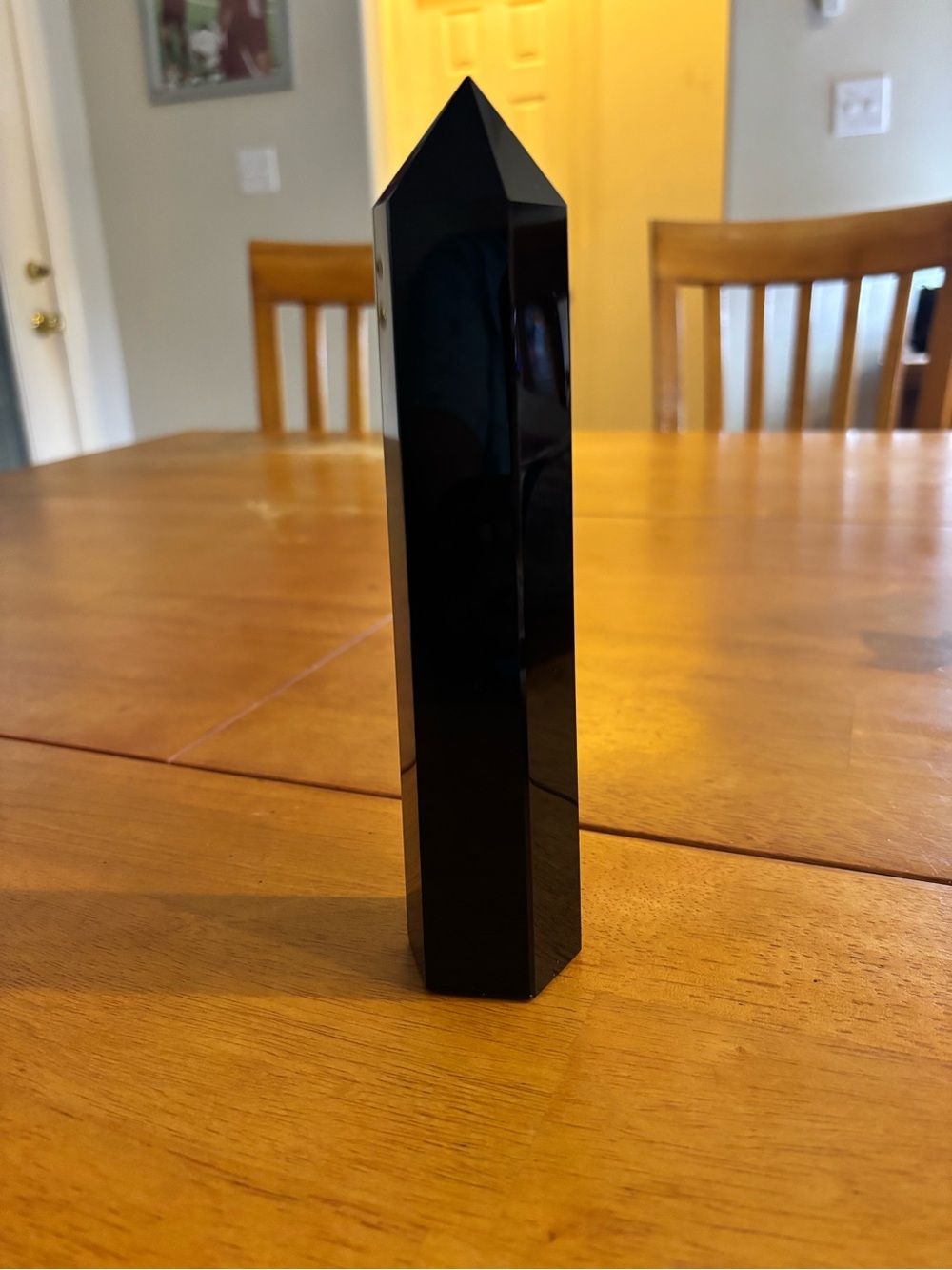 Large Black Obsidian Tower Polished Crystal Point 7¼ Inches 580g